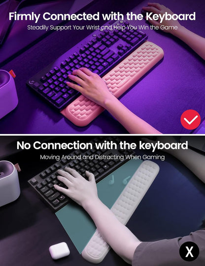 Vaydeer Wrist Rest with Stickers, Full 100% Mechanical Keyboard Rest Support Pad, Desk Ergonomic Cushion for Computer Typing Office Work Home Gaming, Soft Memory Foam Arm Palm Hand Pain Relief-Pink