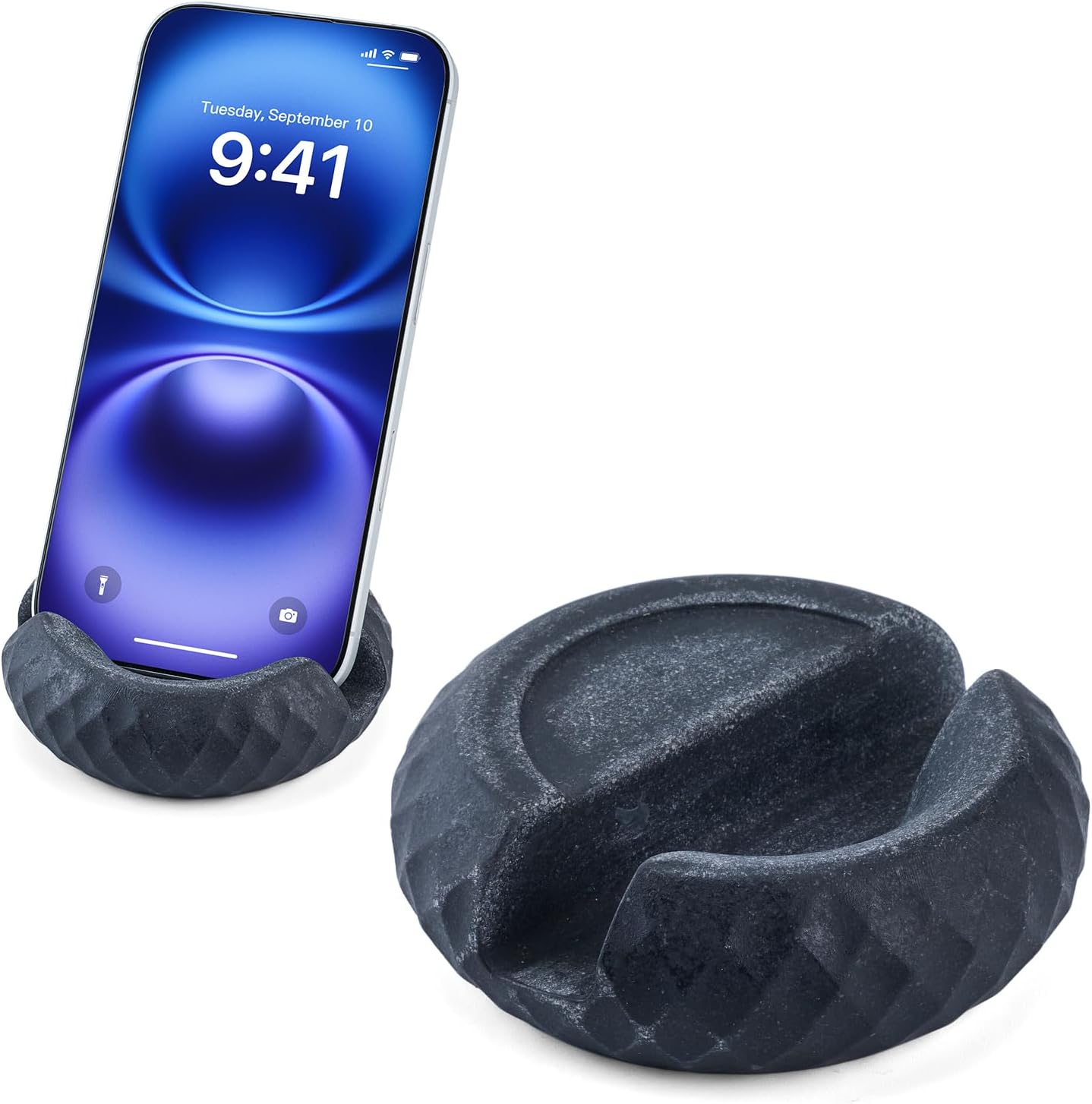 Artificial Stone Cell Phone Stand for Desk Handcraft Pebble Shape Minimalist Decor for Desk Kitchen Counter Office Easy of Use Sturdy and Stable(Beige Yellow)