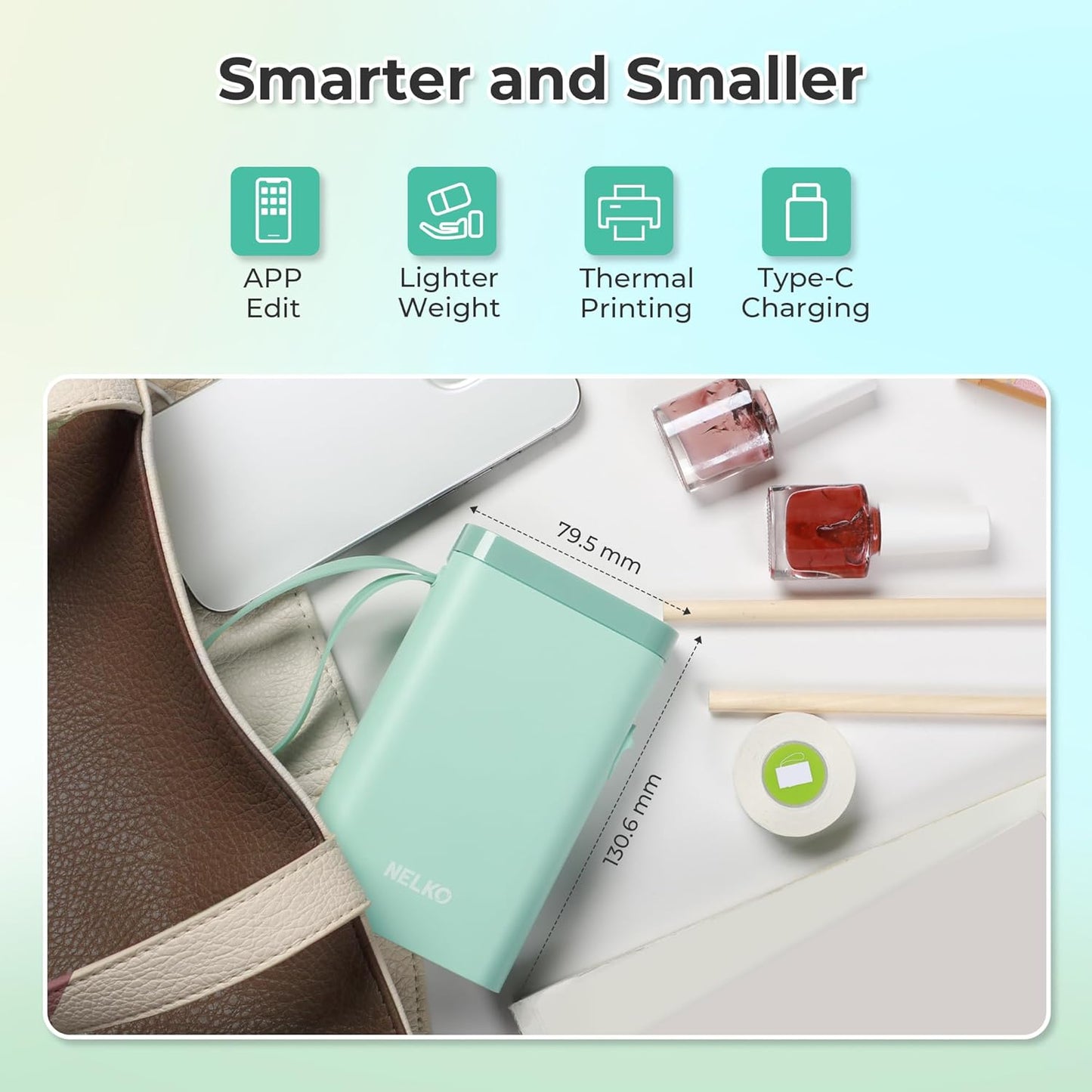 Nelko Label Maker Machine with Tape, P21 Bluetooth Label Printer, Wireless Mini Label Makers with Multiple Templates for School Office Home, White
