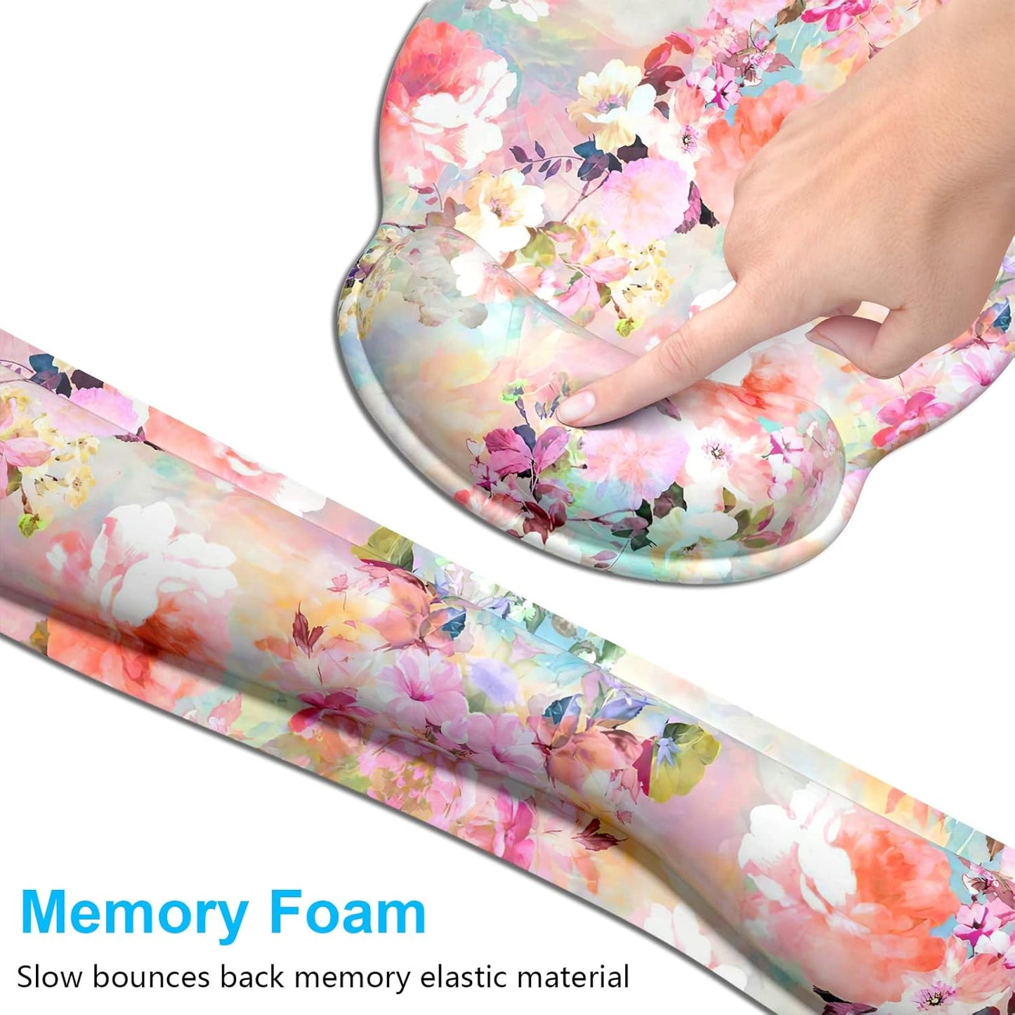 Dapesuom Keyboard Wrist Rest and Mouse Pad with Wrist Support, Cute Memory Foam Cushion for Keyboard and Mouse Set, Ergonomic Desktop Pad Rests with Non Slip Base for Easy Typing & Pain Relief, Pink