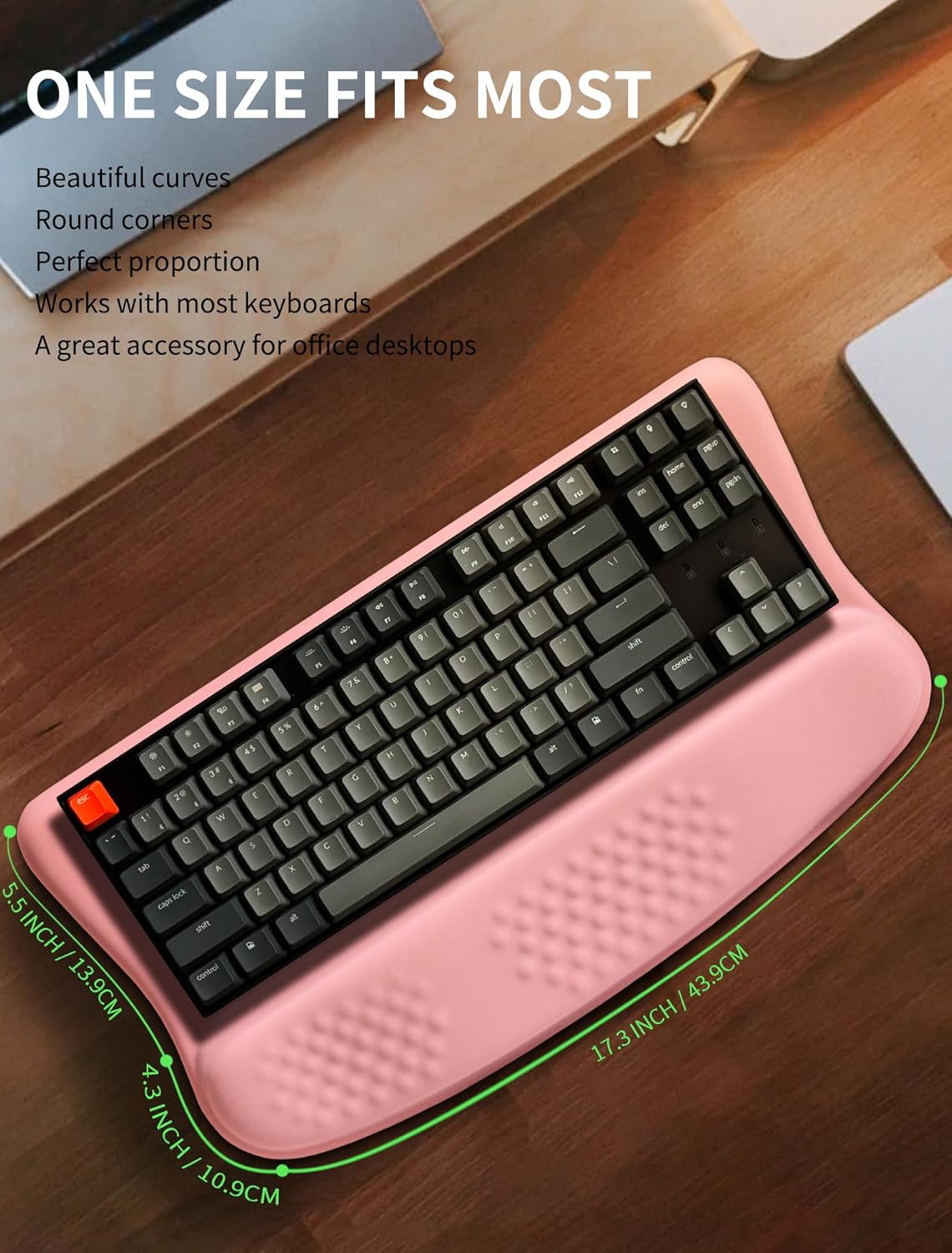 Ergonomic Wave Wrist Rest with Keyboard Stand, Cushioned Palm Rest, Comfortable Integrated Memory Foam for Natural Typing and Relieve Wrist Pain, Dark Night Black