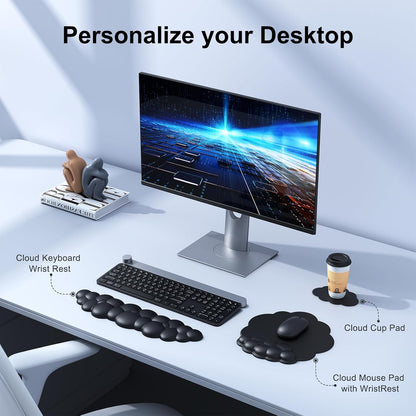 MOKURU Cloud Mouse Pad with Wrist Rest, Cloud Keyboard Wrist Rest, Mouse Pad Wrist Support, Ergonomic Keyboard Mouse Wrist Support White