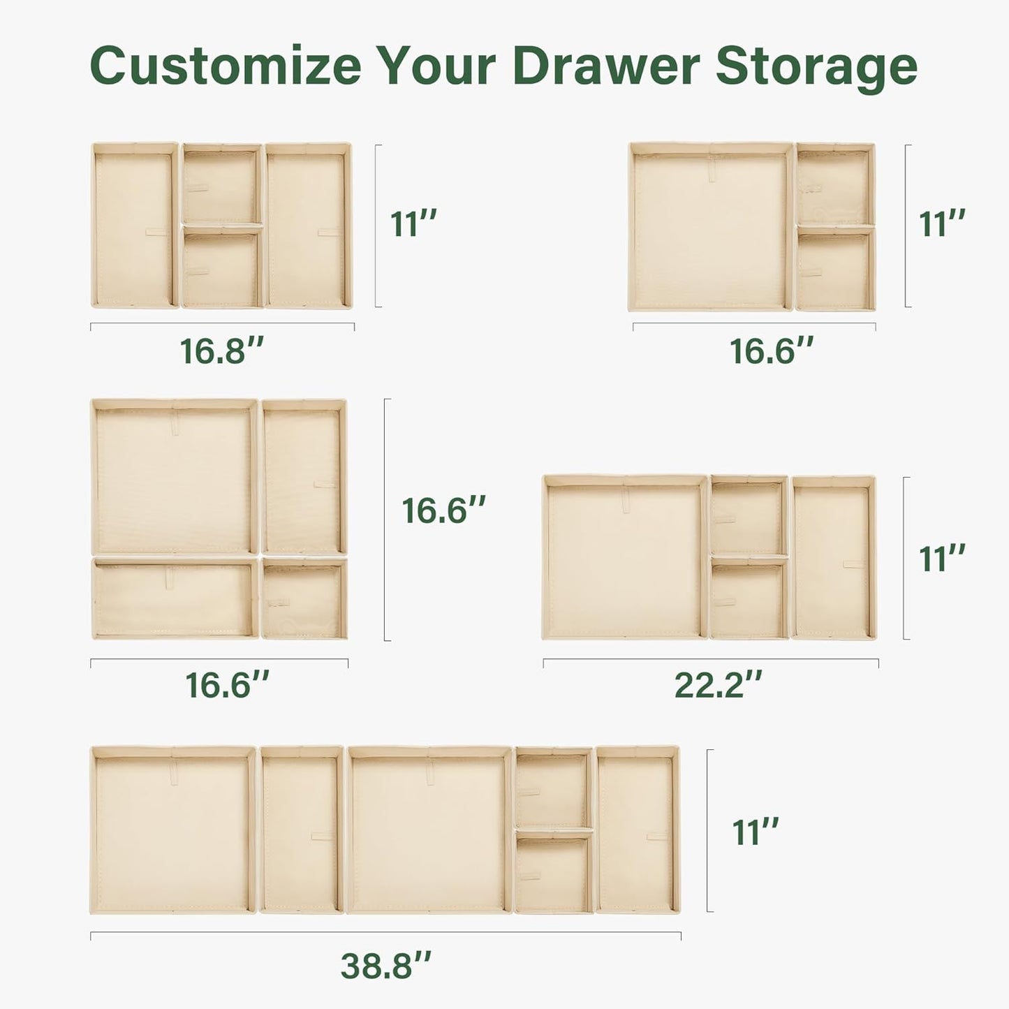 Kootek 16 Pack Drawer Organizer Clothes, Dresser Drawer Organizers for Clothing Fabric Foldable Closet Organizers and Storage Bins for Baby Clothes, Nursery, Underwear, Bras, Socks