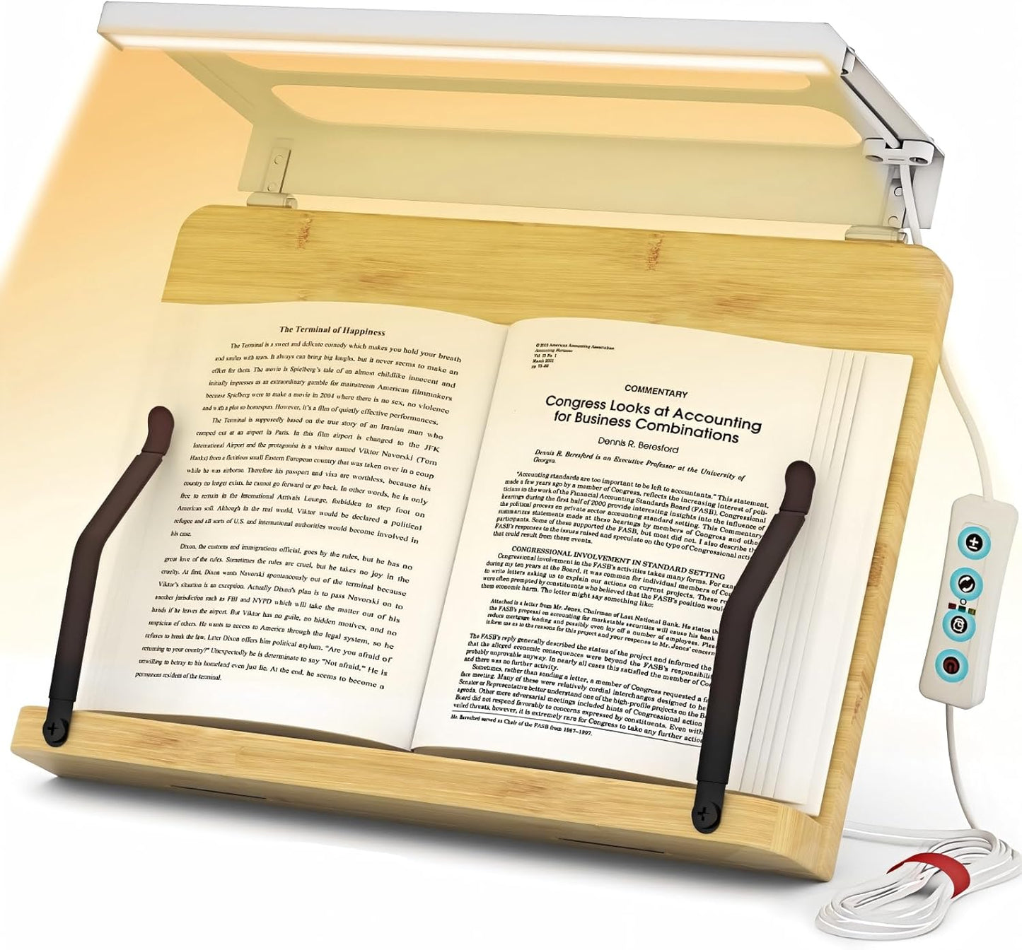 Boyanda Book Stand for Reading – Adjustable & Foldable Book Holder with High CRI 90+ No-Flicker, Eye-Caring LED Light | Anti-Blue Light & Anti-Glare | Hands-Free for Textbooks, Bibles, and Study