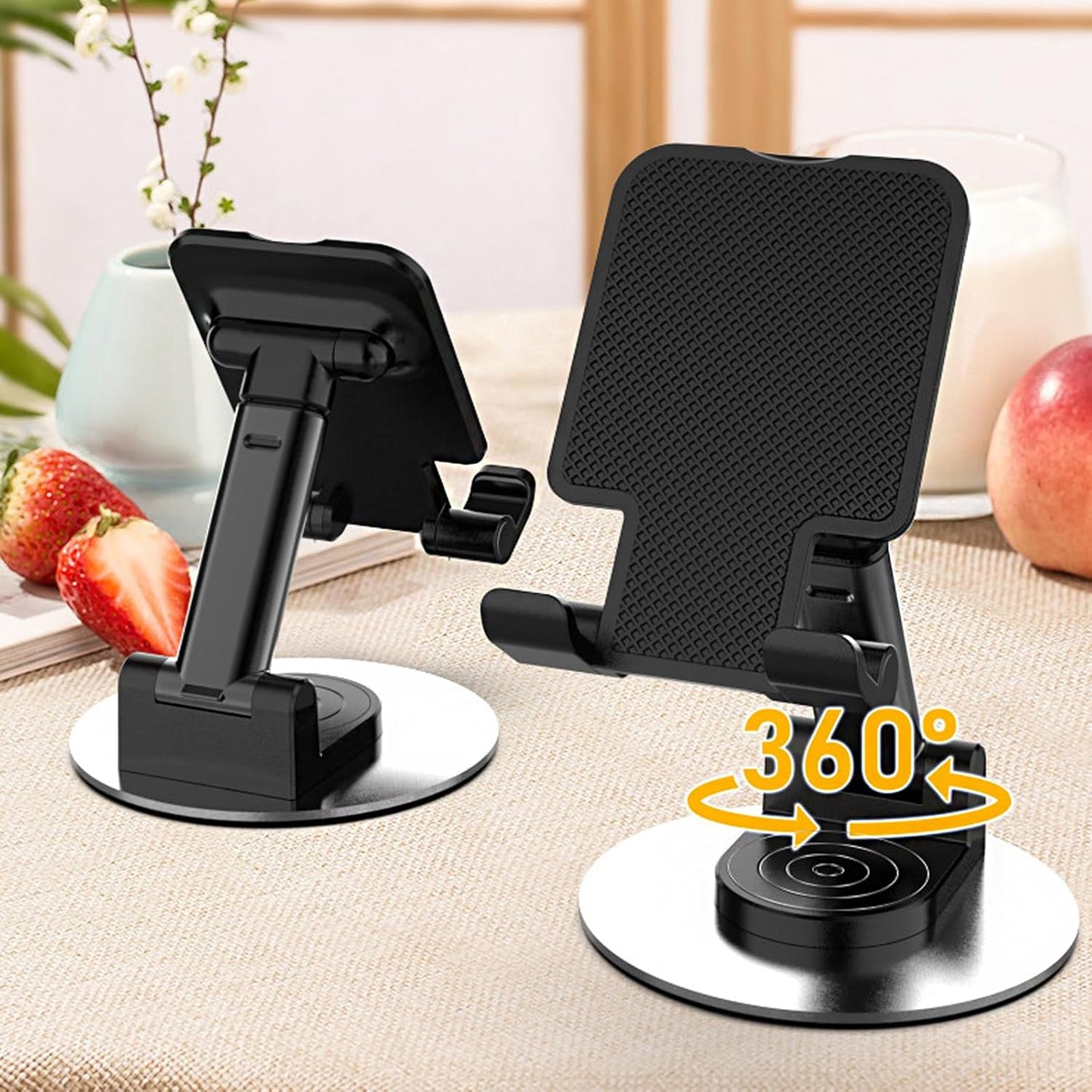Meetuo Rotatable Cell Phone Stand for Desk, Height Angle Adjustable Phone Holder Portable Phone Stand Compatible for Most Smartphones iPhone 14, Pro, Pro Max, 13 12 X XS