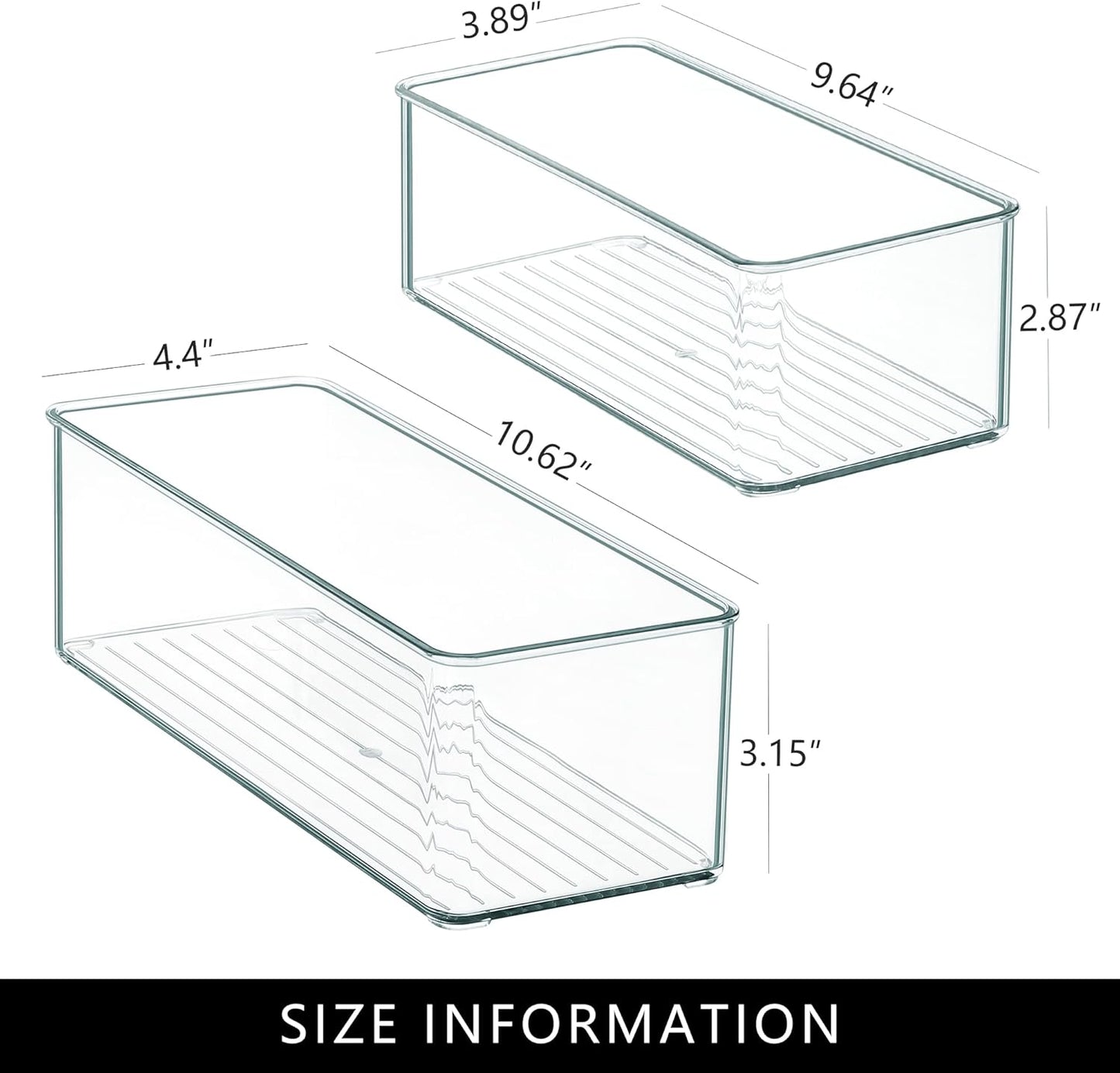 Qilinba 8 PACK Drawer Organizer Bins Bathroom Deep Drawer Organizer Tray for Cutlery Vanity Make-up, Clear Stackable Storage Bins for Kitchen Cabinet Closet Counter Organization and Storage
