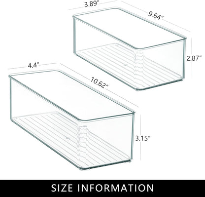 Qilinba 8 PACK Drawer Organizer Bins Bathroom Deep Drawer Organizer Tray for Cutlery Vanity Make-up, Clear Stackable Storage Bins for Kitchen Cabinet Closet Counter Organization and Storage