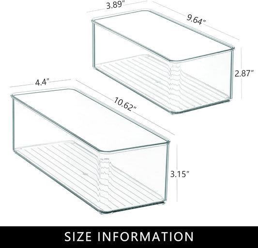 Qilinba 8 PACK Drawer Organizer Bins Bathroom Deep Drawer Organizer Tray for Cutlery Vanity Make-up, Clear Stackable Storage Bins for Kitchen Cabinet Closet Counter Organization and Storage