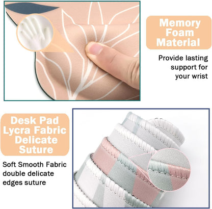 Memory Foam Ergonomic Keyboard Wrist Rest Pad and Mouse Wrist Rest Support Mouse Pad Set for Office Gaming Easy Typing-Pink Fluid