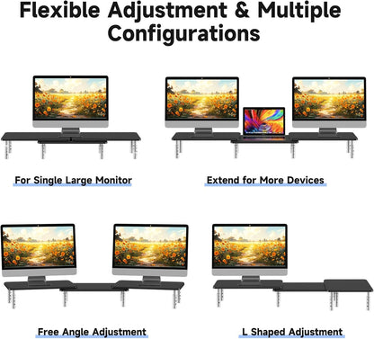 suptek Computer Monitor Stand Riser,Monitor Riser for Laptop, Printer, Notebook and All Flat Screen TV Display with Vented Platform,3 Height Adjustable Laptop Riser,1 Pack,Black(MST003)
