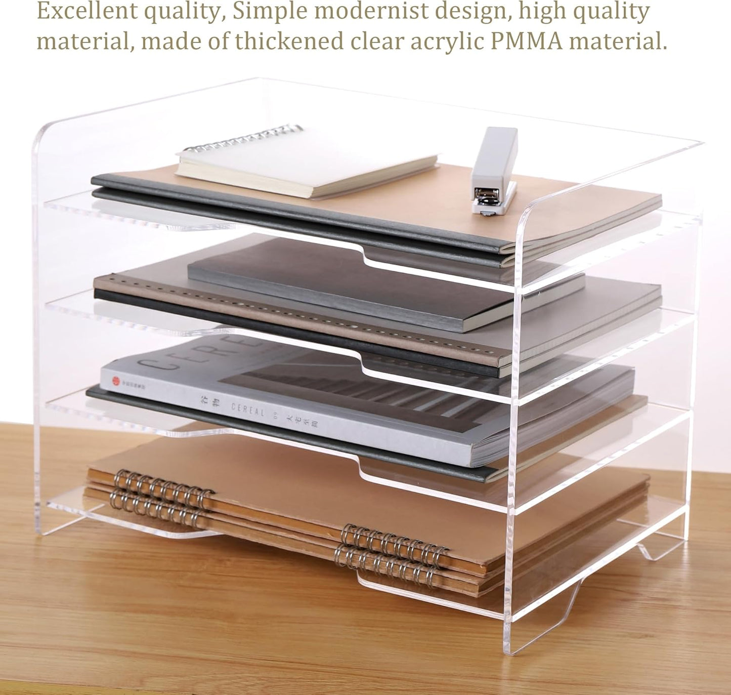 HeZone Paper Organizer Letter Tray, Clear Acrylic Paper Tray, School Teacher Office Supplies Organization, Stackable Desk File Organizer, Classroom Decor and Accessories-2 Pack…