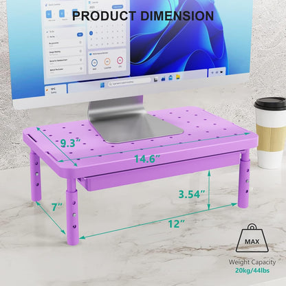 WALI Computer Monitor Stand with Storage, Desk Monitor Riser 3 Height Adjustable, Laptop Riser with Airflow Vents, Desk Organizer for Computer, Laptop, Printer (PTT002-B), 1 Pack, Black