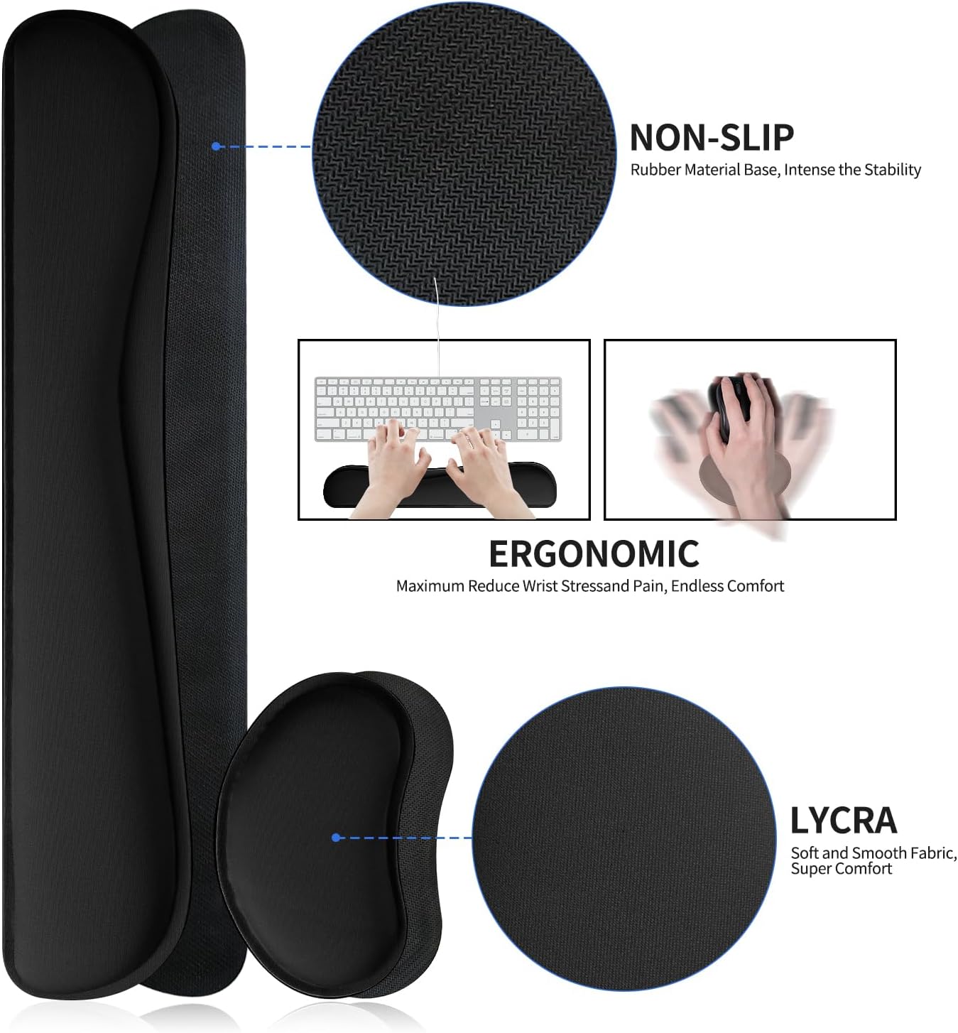 Mouse Pad and Keyboard Wrist Rest, 3-in-1 Large Keyboard and Mouse Pad Set, Ergonomic Wrist Rest for Computer Keyboards, Non-Slip Desk Mat Protector for Women (Purple Pink, 31.5" X 15.7")