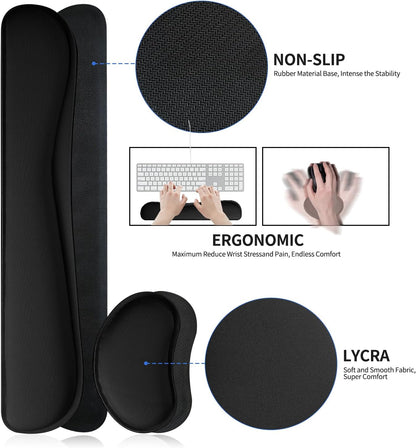 Mouse Pad and Keyboard Wrist Rest, 3-in-1 Large Keyboard and Mouse Pad Set, Ergonomic Wrist Rest for Computer Keyboards, Non-Slip Desk Mat Protector for Women (Purple Pink, 31.5" X 15.7")