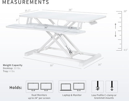 VIVO 26 inch Desk Converter, K Series, Height Adjustable Sit to Stand Riser, Dual Monitor and Laptop Workstation with Keyboard Tray, Black, DESK-V026KB