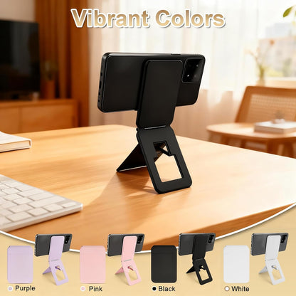 Magnetic Phone Stand, Compatible with All Smartphones 17/16/15/14/13/12 Series, Slim PU Leather Desk Stand with Angle Adjustment, Portable & Includes 1 Strong Magnetic Ring for Any Phone(Pink)
