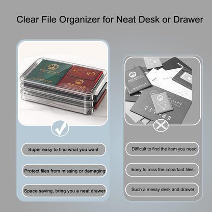 Clear File Storage Box with Lids, A4 Storage Box for 8"x11" Paper, Plastic A4 Container, Stackable Magazine File A4 Paper Project Case Bins, Desk Organizer Office Invoice Document