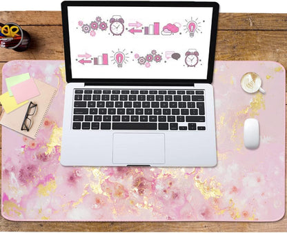 4-in-1 Large Mouse Pad, Keyboard Wrist Rest Pad & Wrist Support Mousepad Set, Extended Desk Pad Waterproof Desk Mat for Home Office Study Game
