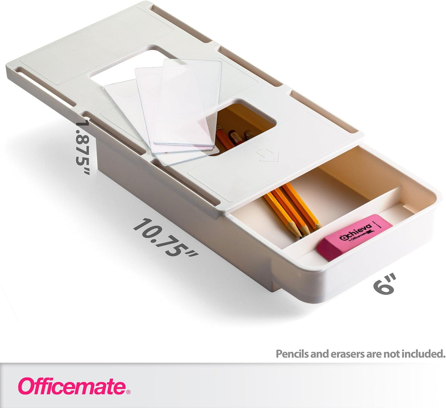 Officemate Large Self-Adhesive Under Desk Drawer, White, 12.5" x 10.75" x 1.875" (22556)