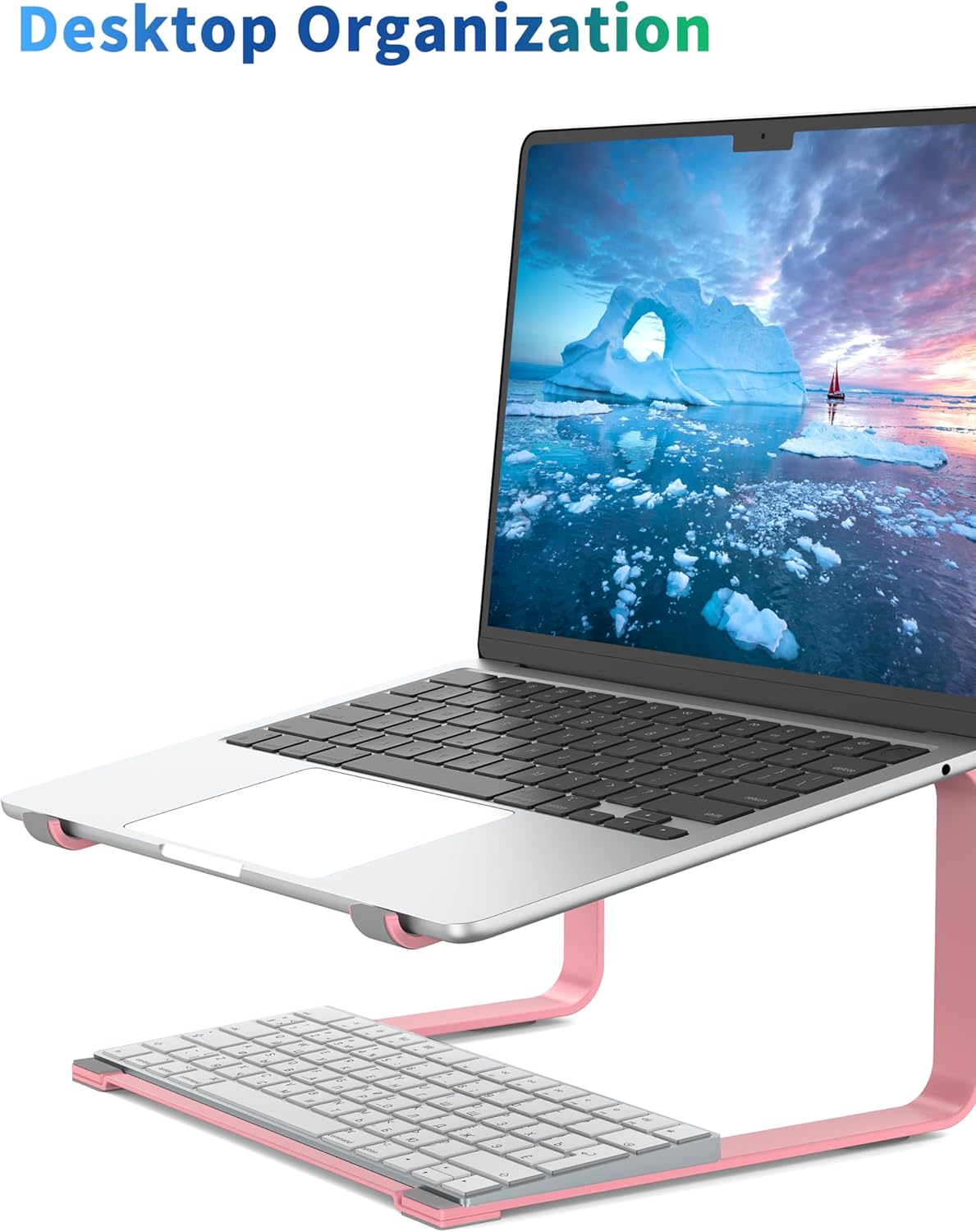 SOUNDANCE Laptop Stand for Desk, Ergonomic Metal Computer Riser for 12-17.3 Inch Laptops, Heavy Duty Stable Desktop Holder, Improves Eye Level & Workspace Organization, Silver
