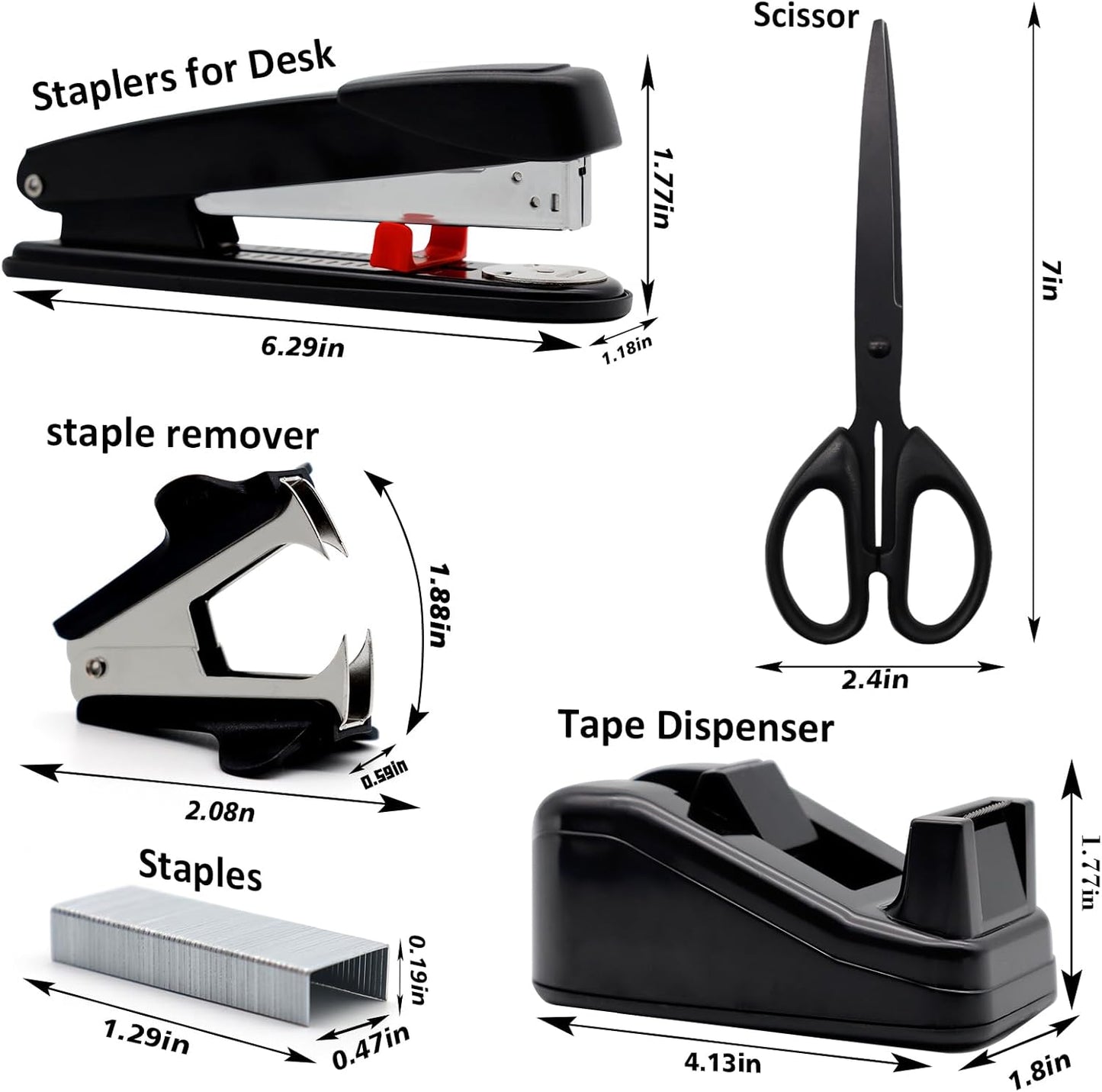 Gold Office Supplies,UPIHO Gold Desk Accessories,Stapler and Tape Dispenser Set with Large Stapler,Tape Dispenser, Staple Remover, Staples, Clips,Scissor,Pen and Sticky Notes,Gifts for Office Clerks