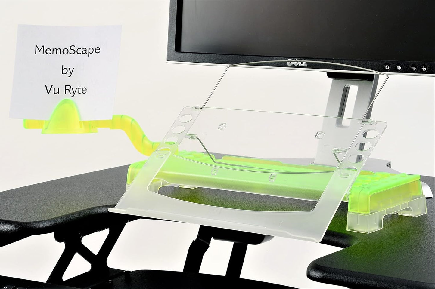 MemoScape Adjustable in-Line Document Holder for Typing | Reduces Neck Strain, Improves Focus, Boosts Desk Organization, and Workflow | Paper Holder Stand for Desk and Home Office - Black (VUR 2060)