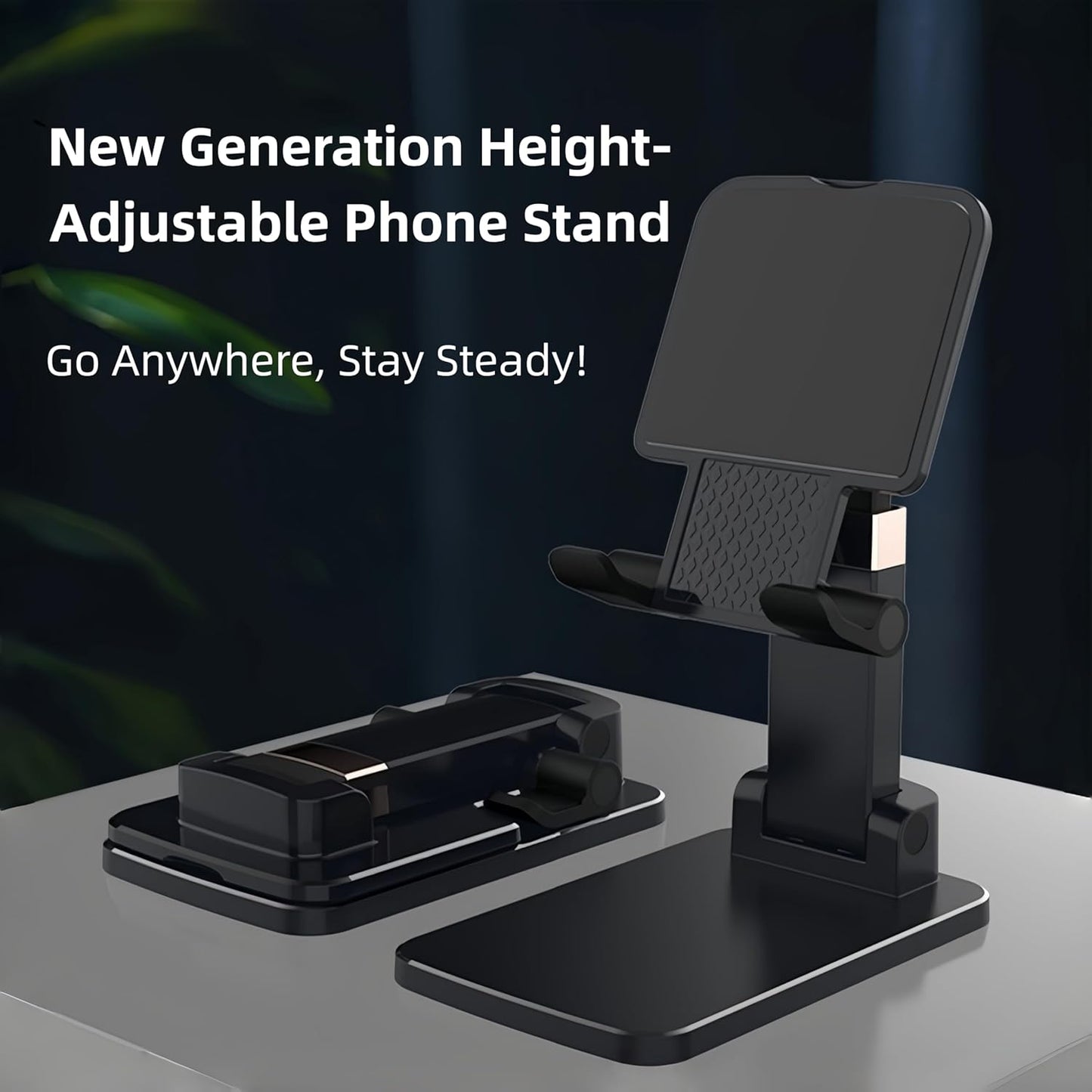 All-Metal Cell Phone Stand 360° Rotatable & Height Adjustable - 25KG Super Load-Bearing, Foldable Desk Stand for Phone, Compatible with iPhone 17/16/15/14, Nintendo Switch, Silver