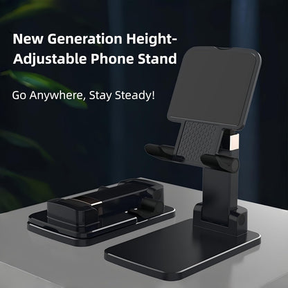 All-Metal Cell Phone Stand 360° Rotatable & Height Adjustable - 25KG Super Load-Bearing, Foldable Desk Stand for Phone, Compatible with iPhone 17/16/15/14, Nintendo Switch, Silver