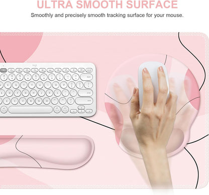 iCasso Desk Mat, Gaming Mouse Pad Wrist Support Set,4in1 XXL Large Mousepad + Keyboard Wrist Rest+Mouse Wrist Rest+Coaster Set with Ergonomic Design for Home Office Table Computer-Penoy