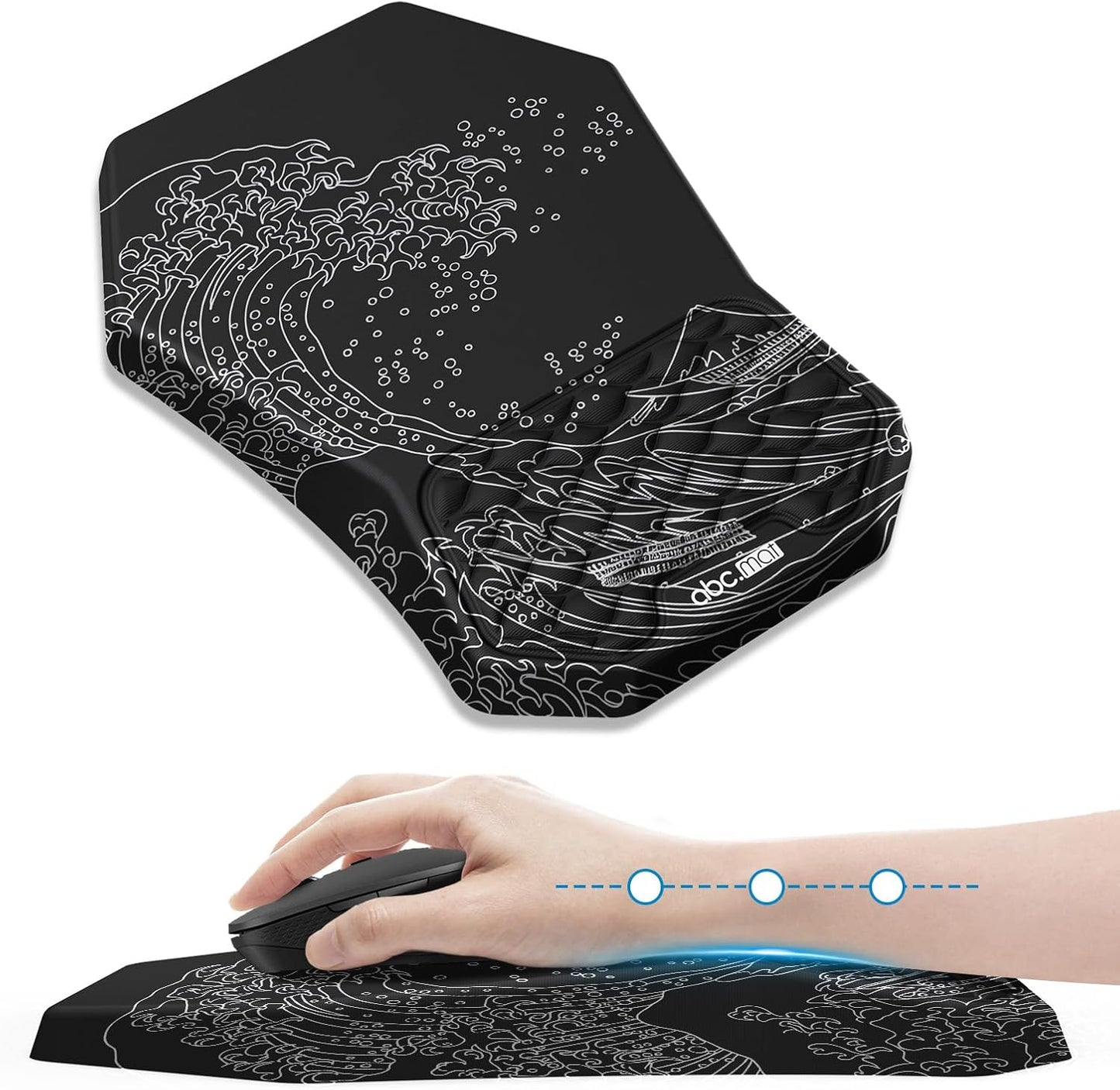 Ergonomic Mouse Pad and Keyboard Wrist Rest Support Set, Massage Design Mousepad for Carpal Tunnel Pain Relief, Memory Foam, Non-Slip PU Base for Computer Desk, Baby Blue