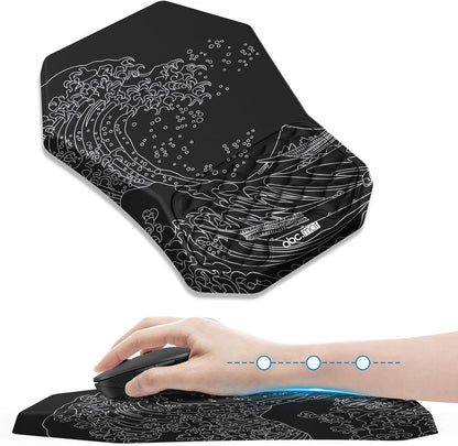 Ergonomic Mouse Pad and Keyboard Wrist Rest Support Set, Massage Design Mousepad for Carpal Tunnel Pain Relief, Memory Foam, Non-Slip PU Base for Computer Desk, Baby Blue