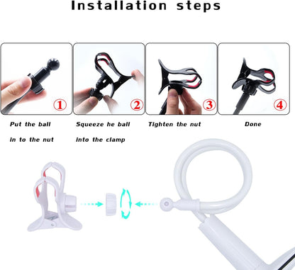 Cell Phone Holder, Universal Lazy Bracket Mobile Phone Stand, Flexible Gooseneck Long Arm Clip (White)