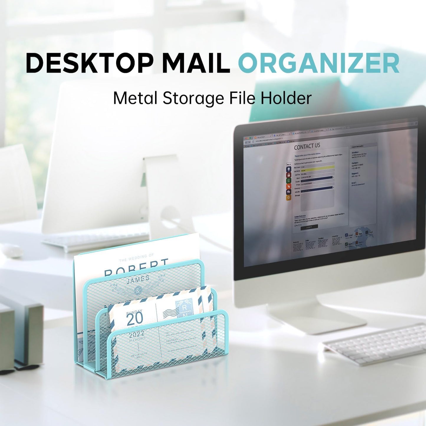 SUPEASY Mail Organizer for Desk, Mesh Metal Mail Holder Countertop with 3-Slot, Letter Sorter File Holder, Office Envelope Organizer for Mails (Black)