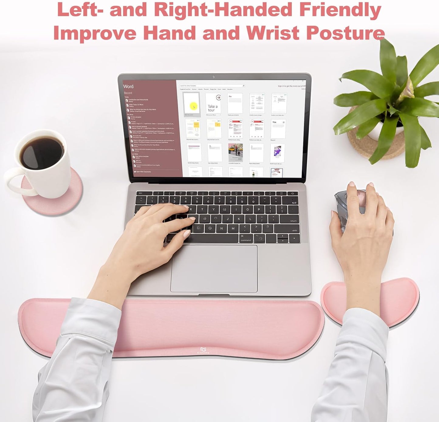Gimars Upgrade Enlarge Silky and Superfine Fabric Gel Memory Foam Keyboard Wrist Rest Set, Ergonomic Keyboard Mouse Wrist Support for Typing Pain Relief, Comfort for Office, Gaming, Computer