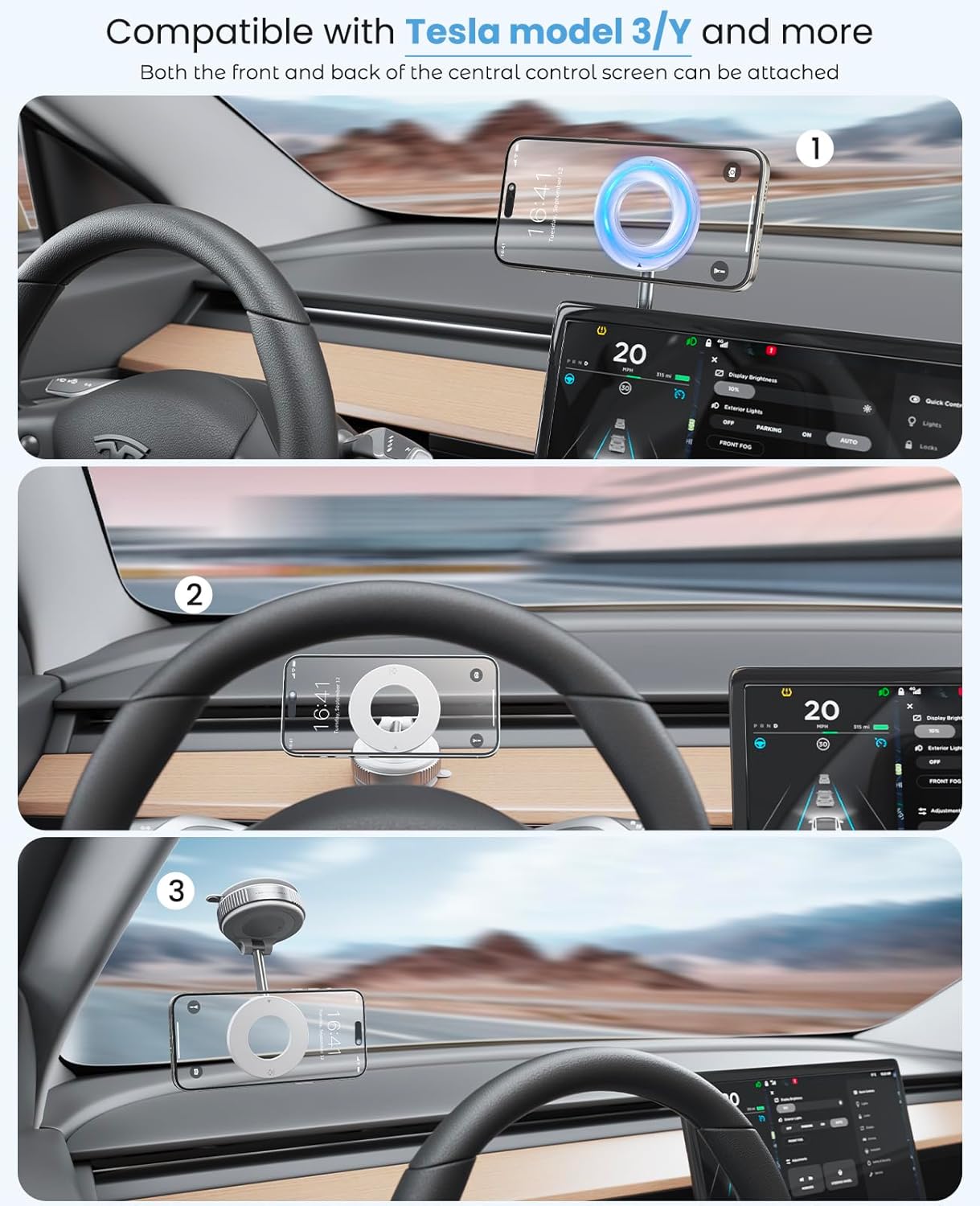 Jononser Magnetic Suction Cup Phone Mount for Magsafe, 360° Adjustable Magnetic Car Phone Holder, Pocket Size Foldable Car Mount, Cell Phone Holders for Your Car for iPhone 17 16 15 14 13 12 Series