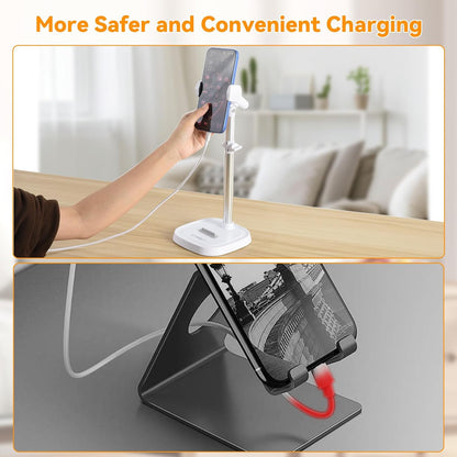 UTEBIT Cell Phone Stand, 6-15" Height Adjustable Rotating Cell Phone Holder for Desk, Retractable Cell Phone Stand,Tablet Stand Holder for 4.7"-15.6" Screen iPhone Samsung, iPad, Kindle, eBook Reader