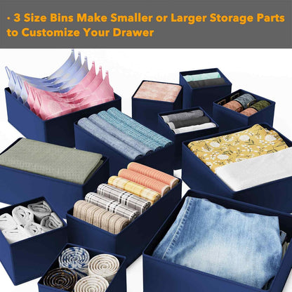 SpaceAid Drawer Organizer for Clothes, 18 Pack Dresser Drawer Organizer Bins, Closet Organizers and Storage Dividers for Clothing, Underwears, Socks (Beige)