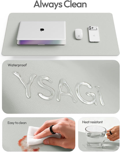YSAGi Leather Desk Protector, Office Mat, Large Mouse Mat, Non-Slip PU Leather Blotter, Laptop Pad, Waterproof Writing Pad for Office and Home (Light Pink, 23.6" x 13.8") - Colors A