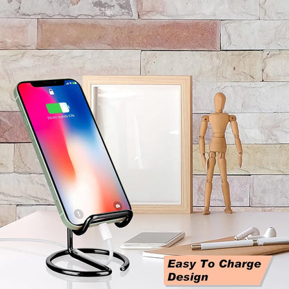 ROPOSY Cell Phone Stand for Desk, Cute Metal Gold Cell Phone Stand Holder Desk Accessories, Compatible with All Mobile Phones, iPhone, iPad