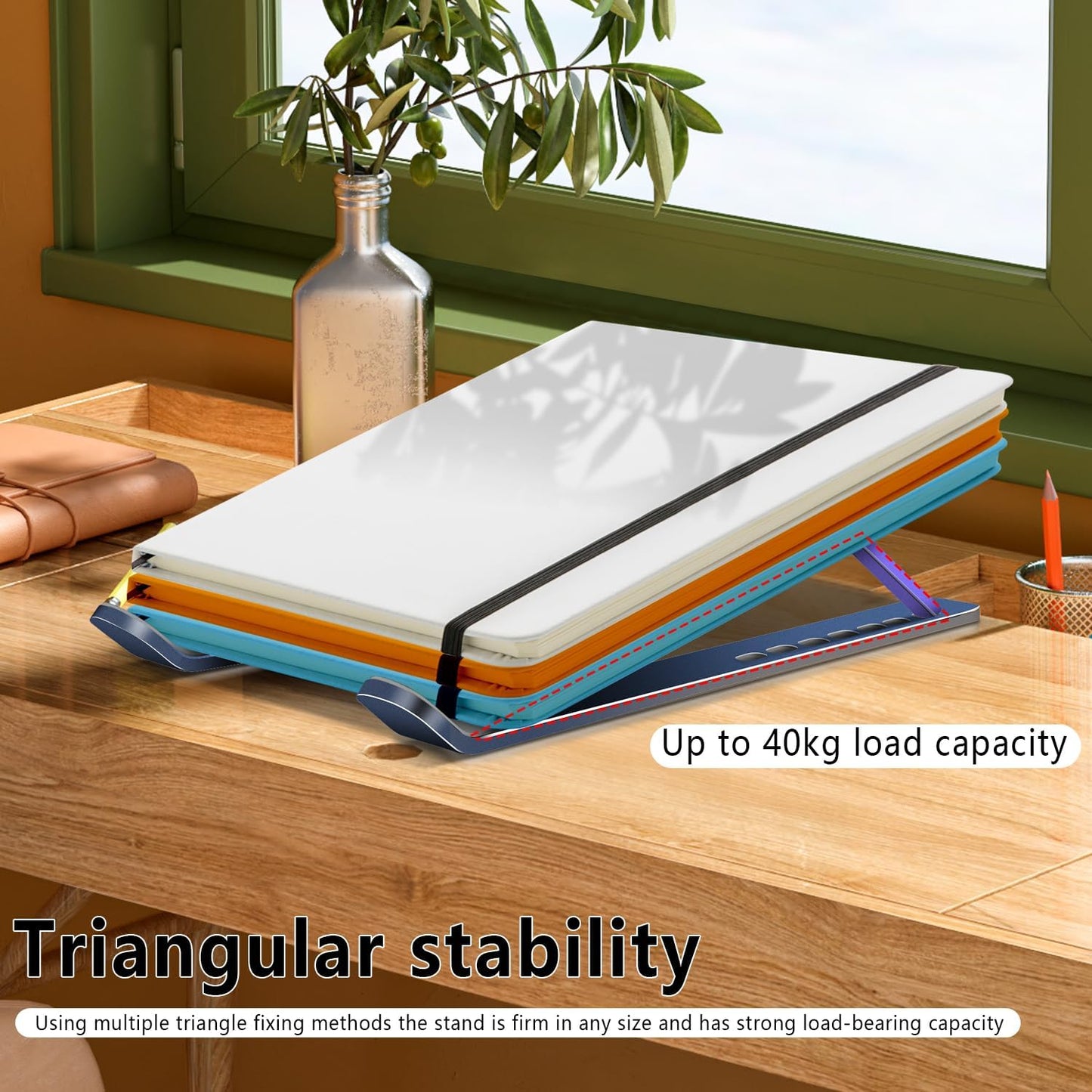Laptop Stand, Computer Tablet Stand, Adjustable Aluminum Foldable Portable Laptop Holder Riser, Compatible with MacBook Air Pro, Lenovo, HP, Dell, More 10-15.6” Laptops and Tablets (Red)