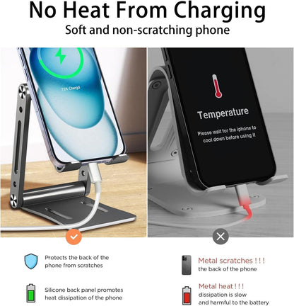 Cell Phone Stand,360° Adjustable Folding Portable Phone Holder for Desk Travel Essentials Office Accessories Compatible with All Mobile Phones,Small ipad,Switch