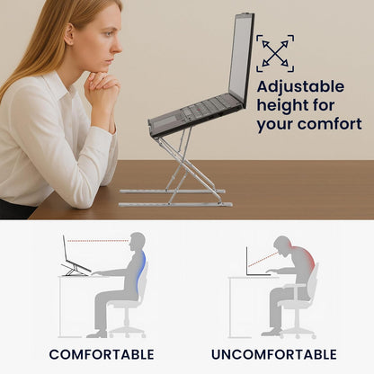 kwmobile Laptop Stand - Adjustable Laptop Riser, Holder - Aluminium Portable DJ, Gaming Stand - Foldable Lap Top, Notebook Desk Stands - Folding Computer Accessories