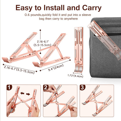 ivoler Laptop Stand, Laptop Holder Riser Computer Tablet Stand, 6 Angles Adjustable Aluminum Ergonomic Foldable Portable Desktop Holder Compatible with 10-15.6” MacBook,iPad, HP, Dell, Lenovo Silver
