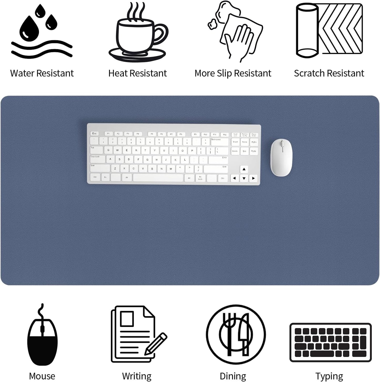 Bloss Leather Desk Pad and Keyboard Wrist Rest, Large Mouse Pad + Keyboard Pad+Mouse Wrist Support, Non-Slip Desk Mat Protector for Office, Home(31.5×15.7 Inches,Beige)