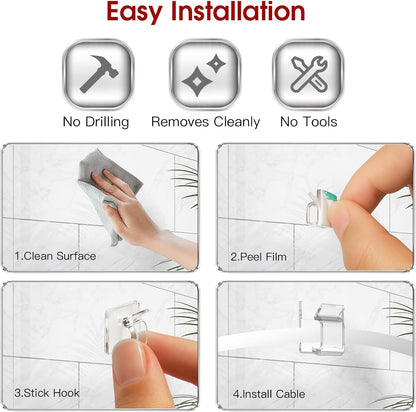 Latoxcaa 120PCS Heavy-Duty Adhesive Cable Clips, Clear Traceless Cord Organizer & Wire Holders for Wall, Desk, Car, LED Strips and Outdoor Lights (Small)