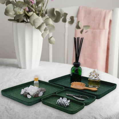 Welaxy EDC Catchall Desk Organizer felt tray stylish nightstand multi tray Entryway Bedside Caddy for Keys Phone Wallet Watch Glasses Pens Office Accessory minimalist living 4-piece (Glacier Gray)