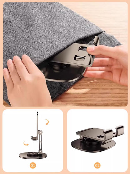 Dual Folding Cell Phone Stand Fully Adjustable Foldable Desktop Phone Holder Cradle Dock, Thick Case Friendly, Compatible with All Phones (Grey)