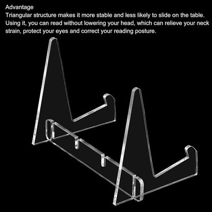 114mm Height Book Stand, Acrylic Detachable Desktop Book Display Holder for Reading, Clear