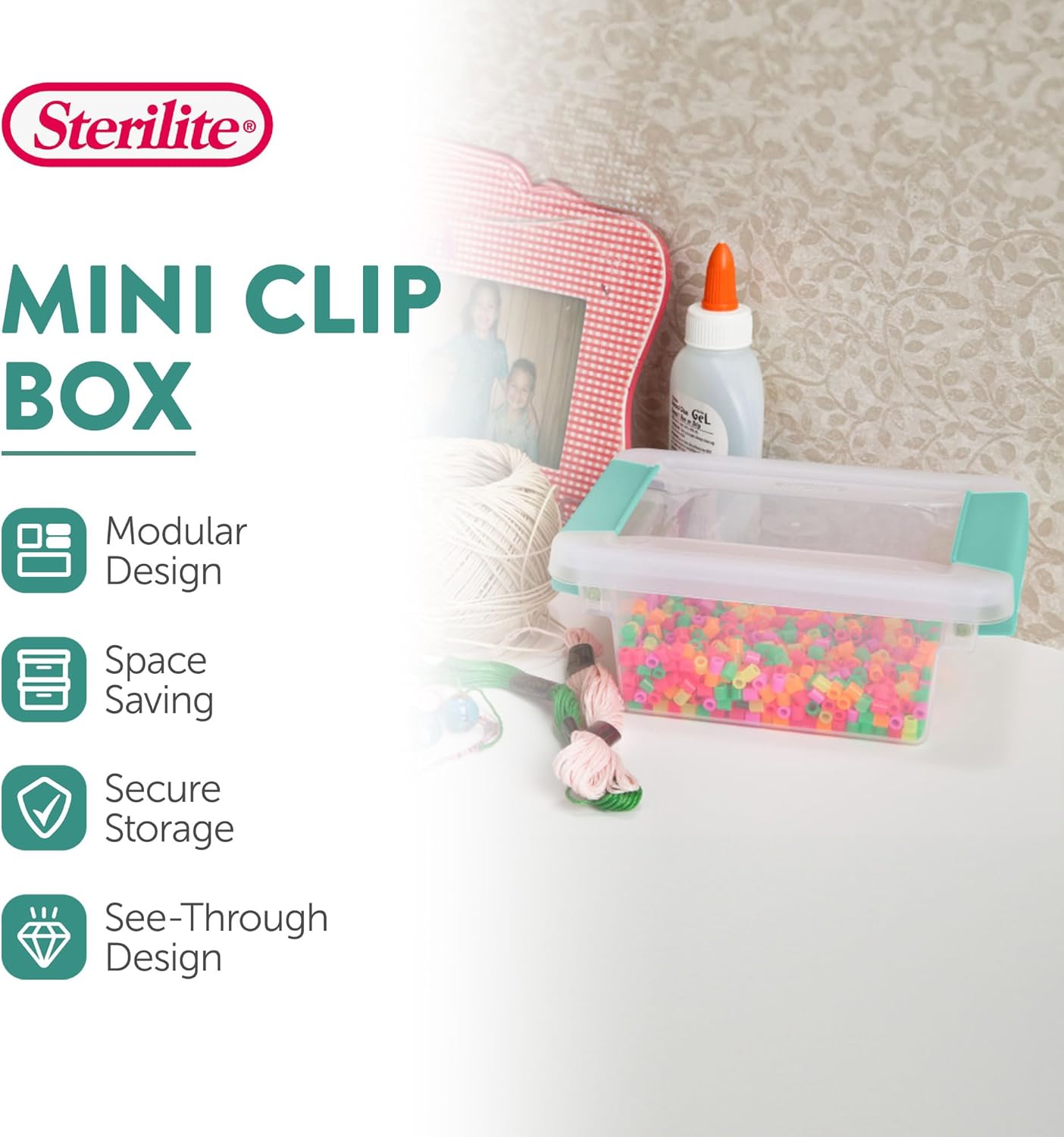 Sterilite 6-Pack Clip Box, Stackable Clear Plastic Bins with Latching Lids, Small - Writing, Arts or Crafts Supplies Storage Containers for Home, Office, Classroom and Workshop Organization