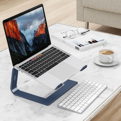 OMOTON Laptop Stand, Detachable Laptop Mount, Aluminum Laptop Holder Stand for Desk, Compatible with MacBook Air/Pro, Dell, HP All Laptops (11-16 inch), Silver
